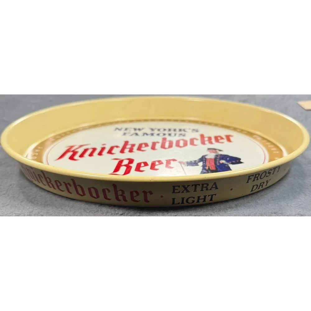 Vintage Knickerbocker Beer Tray New York Famous Ruppert Canco Metal Litho 12 In